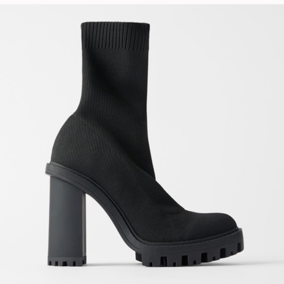 Zara Shoes - Zara boots with stretch at upper and track sole. 4.7” block heel.SZ 8
